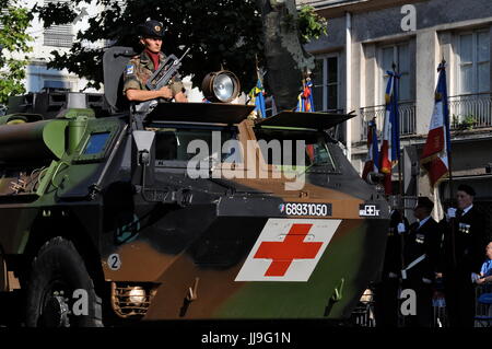 Eine Militärparade feiert Tag der Bastille, in Lyon (Frankreich) Stockfoto