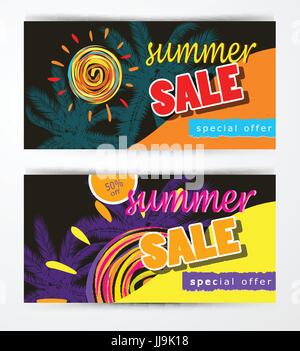 Sommer Verkauf Vorlage Banner gesetzt Stock Vektor