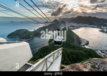 Blick vom Pão de Açúcar (Zuckerhut) während des Sonnenuntergangs in Rio De Janeiro, Brasilien Stockfoto