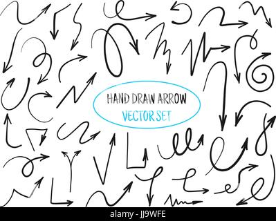 Vektor-Illustration der Richtungspfeile inmitten einer handgezeichneten graphi Stock Vektor