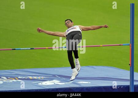 Stratford, London, UK. 18. Juli 2017. Taoufik Mhaidi (MAR) im Hochsprung Herren T13. Para Leichtathletik-Weltmeisterschaften. London-Olympia-Stadion. Queen Elizabeth Olympic Park. Stratford. London. VEREINIGTES KÖNIGREICH. Bildnachweis: Sport In Bilder/Alamy Live-Nachrichten Stockfoto