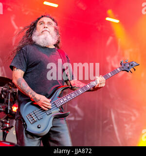 Bridgeview, Illinois, USA. 16. Juli 2017. TOM ARAYA von Slayer während Chicago Open-Air-Musikfestival im Toyota Park in Bridgeview, Illinois Credit: Daniel DeSlover/ZUMA Draht/Alamy Live-Nachrichten Stockfoto