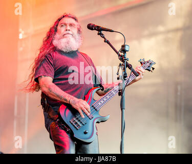 Bridgeview, Illinois, USA. 16. Juli 2017. TOM ARAYA von Slayer während Chicago Open-Air-Musikfestival im Toyota Park in Bridgeview, Illinois Credit: Daniel DeSlover/ZUMA Draht/Alamy Live-Nachrichten Stockfoto