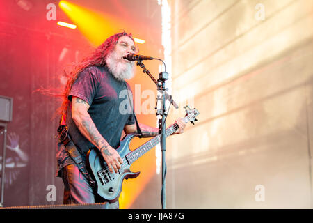 Bridgeview, Illinois, USA. 16. Juli 2017. TOM ARAYA von Slayer während Chicago Open-Air-Musikfestival im Toyota Park in Bridgeview, Illinois Credit: Daniel DeSlover/ZUMA Draht/Alamy Live-Nachrichten Stockfoto