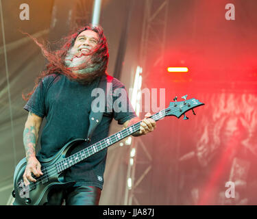 Bridgeview, Illinois, USA. 16. Juli 2017. TOM ARAYA von Slayer während Chicago Open-Air-Musikfestival im Toyota Park in Bridgeview, Illinois Credit: Daniel DeSlover/ZUMA Draht/Alamy Live-Nachrichten Stockfoto