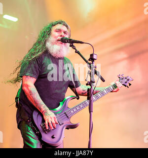 Bridgeview, Illinois, USA. 16. Juli 2017. TOM ARAYA von Slayer während Chicago Open-Air-Musikfestival im Toyota Park in Bridgeview, Illinois Credit: Daniel DeSlover/ZUMA Draht/Alamy Live-Nachrichten Stockfoto