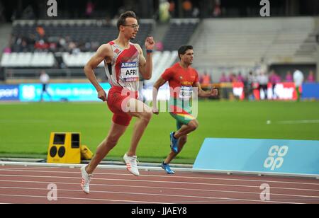 Stratford, UK. 19. Juli 2017. Mahdi Afri (MAR) gewinnt seinen Vorlauf Herren 200m T12. Para Leichtathletik-Weltmeisterschaften. London-Olympia-Stadion. Queen Elizabeth Olympic Park. Stratford. London. VEREINIGTES KÖNIGREICH. 19.07.2017. Bildnachweis: Sport In Bilder/Alamy Live-Nachrichten Stockfoto