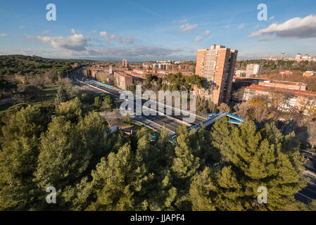 Madrid Stadtansicht Luftaufnahme von Casa de Campo. Stockfoto