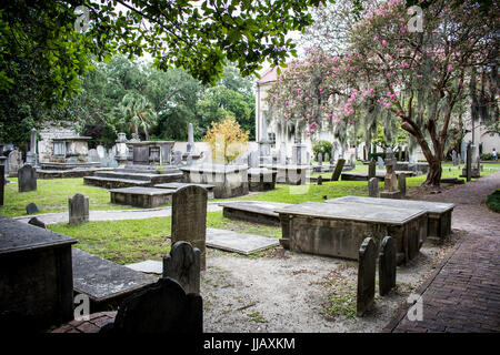 Kreisförmige Kirche Friedhof befindet sich die kreisförmige Congregational Church. Es entstand im Jahre 1681, damit einer der ältesten Friedhöfe in SC. Stockfoto