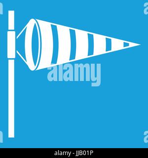 Meteorologie-Windsack aufgeblasen durch Wind Symbol weiß Stock Vektor