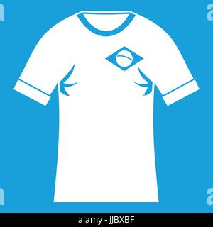T-Shirt mit Flagge von Brasilien Zeichen Symbol weiß Stock Vektor