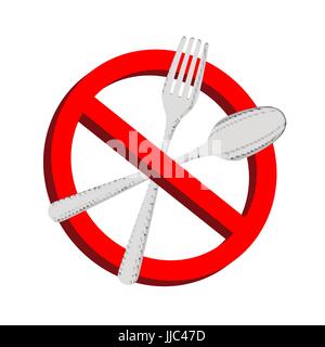 kein Essen Verbot Zeichen Gabel und Löffel in Stock Vektor