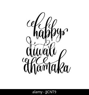 Happy Diwali Dhamaka schwarze Kalligraphie hand Schriftzug Stock Vektor