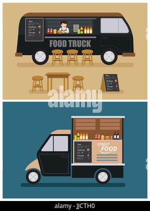 Lebensmittel LKW flaches design Stock Vektor