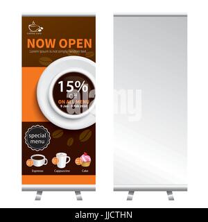 Kaffee Roll-up Banner Stand-design Stock Vektor