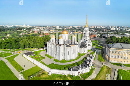 Luftaufnahme der Uspenskij-Kathedrale in Wladimir, Russland Stockfoto