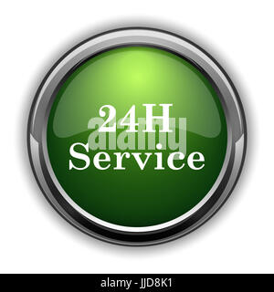 24H Service-Symbol. 24H-Service-Website-Taste auf weißem Hintergrund Stockfoto