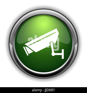 Überwachung Kamera-Symbol. Taste "Überwachung Kamera Webseite" auf weißem Hintergrund Stockfoto