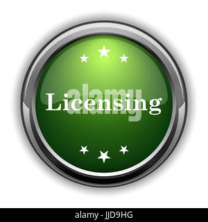 Lizenzierung-Symbol. Webseite der Schaltfläche "Lizenzierung" auf weißem Hintergrund Stockfoto
