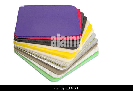 Polyethylen-Schaum Multi Farbe und Typ Material Closeup Stockfoto