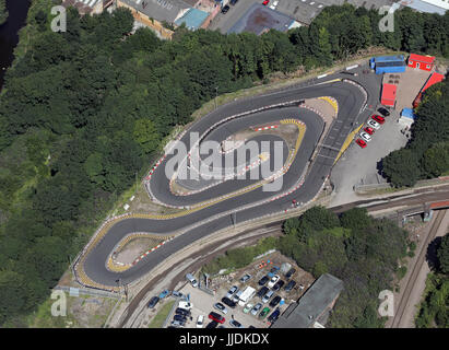 Luftaufnahme der Parkwood Kart, GoKart Track N Sheffield, UK Stockfoto