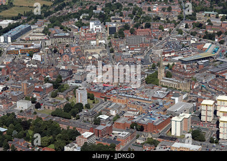 Luftaufnahme des Stadtzentrums Wakefield, West Yorkshire, Großbritannien Stockfoto
