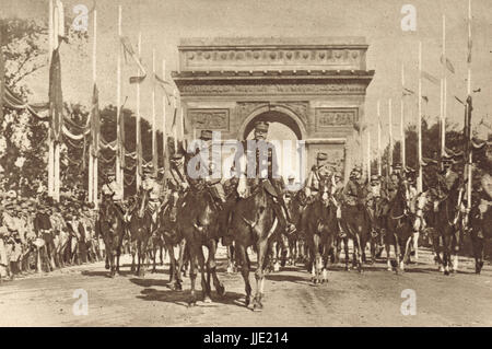 Sieg parade Paris Frankreich, Marschall Foch & Joffre Stockfoto