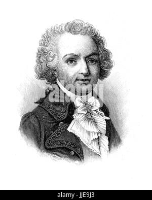 Porträt von Louis-Antoine, Comte de Bougainville, französischer Admiral und Explorer viele wissenschaftliche Expeditionen und eine Weltumrundung im XVIII. Jahrhundert Stockfoto