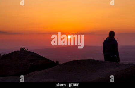 Otley Chevin Sonnenuntergang Stockfoto