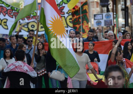 Kurdische Diaspora Protest schlachtet in Kobane, Lyon (Frankreich) Stockfoto