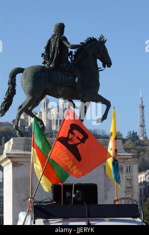 Kurdische Diaspora Protest schlachtet in Kobane, Lyon (Frankreich) Stockfoto