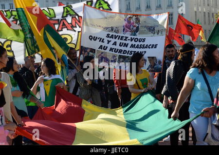 Kurdische Diaspora Protest schlachtet in Kobane, Lyon (Frankreich) Stockfoto