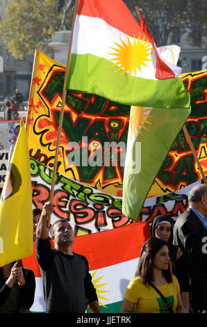 Kurdische Diaspora Protest schlachtet in Kobane, Lyon (Frankreich) Stockfoto