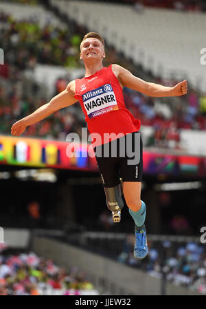 Dänemarks Daniel Wagner in Aktion in die Männer Weitsprung T42 letzte Tag fünf von der 2017 Para Leichtathletik-Weltmeisterschaft in London Stadion Stockfoto