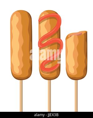 Corndog Corndogs mit und ohne Gewürze Vektor-Illustration. Webseite und Design der mobile app Stock Vektor