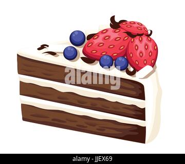 Bunte Kuchen schneidet Stücke isoliert auf weißem Hintergrund. Satz von Kuchen. Vektor-Illustration-Webseite und mobile app-Design-Vektor-element Stock Vektor