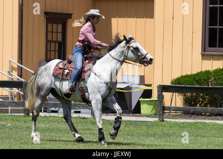 2017 Hudson Valley Gunslingers - Cowboy montiert schießen Stockfoto