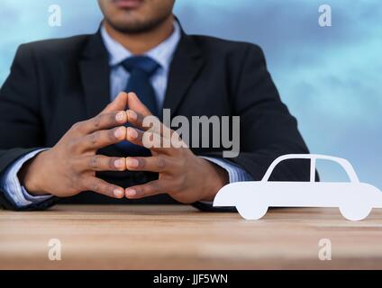 Digitalen Verbund aus ausgeschnittenen Autos mit Modell Stockfoto