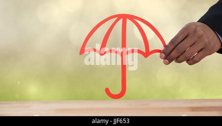 Digitalen Verbund aus Schnitt, Dach zum Schutz mit der grünen Natur Stockfoto