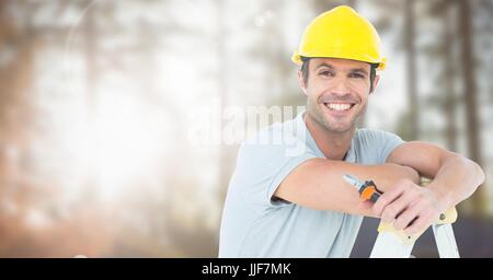 Digitalen Verbund von Zimmermann auf der Baustelle Stockfoto