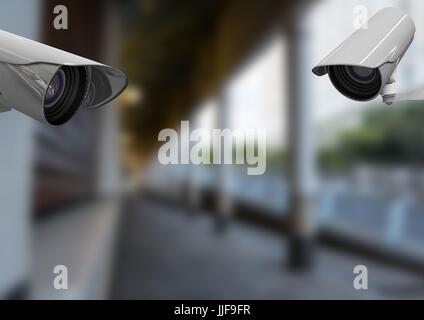 Digitalen Verbund von CCTV-Kameras in Gebäude Stockfoto