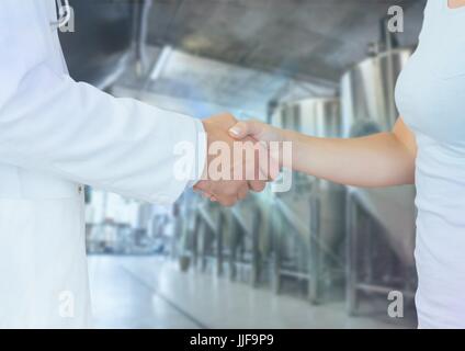 Digitalen Verbund des Handshakes im Labor Stockfoto