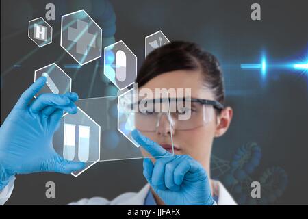 Digitalen Verbund von Arzt Inetacting mit DNA-Grafiken oder Hintergründe Stockfoto