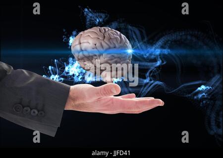 Digitalen Verbund des Gehirns auf Händen Stockfoto