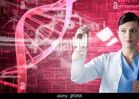 Digital Composite Arztes Interaktion mit DNA-Grafiken Stockfoto