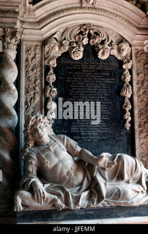 Sir John Borlase Denkmal, St. Maria und Edburga Kirche, Stratton Audley, Oxfordshire, England, UK Stockfoto