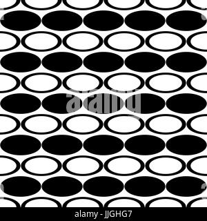 Schwarz / weiß Wiederholung abstrakte geometrische Ellipse Muster - Vektor-Hintergrund-Design aus gebogenen ovale Formen Stock Vektor
