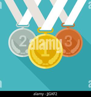Medaillen aus Gold, Silber und bronze Stock Vektor