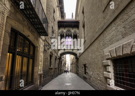 Des Bischofs Brücke, Barri Gòtic, Barcelona, Spanien Stockfoto