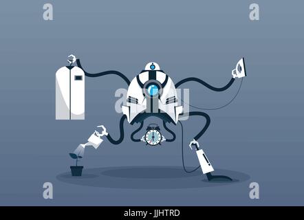 Moderne Roboter Housekeeping Technologie künstliche Intelligenz Reinigungs-Mechanismus Stock Vektor